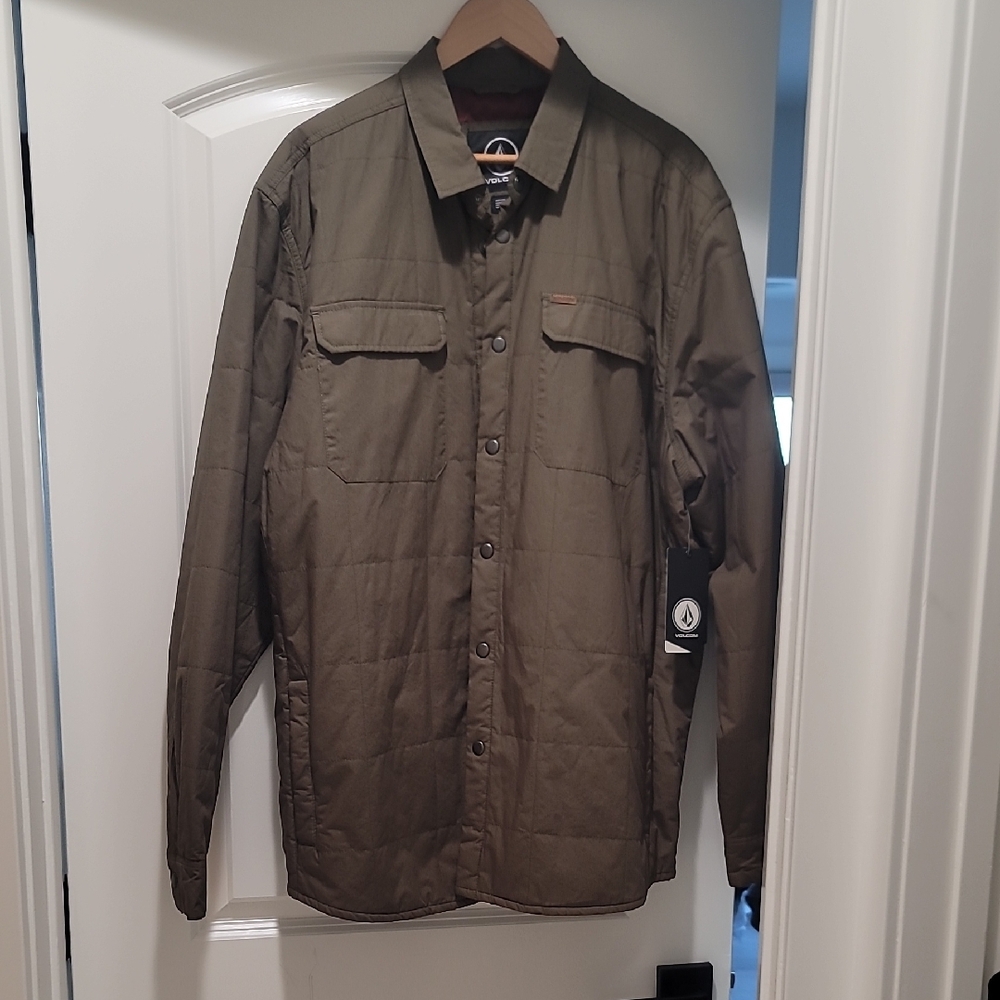 Volcom Green Lightweight Shirt Jacket Utility Style